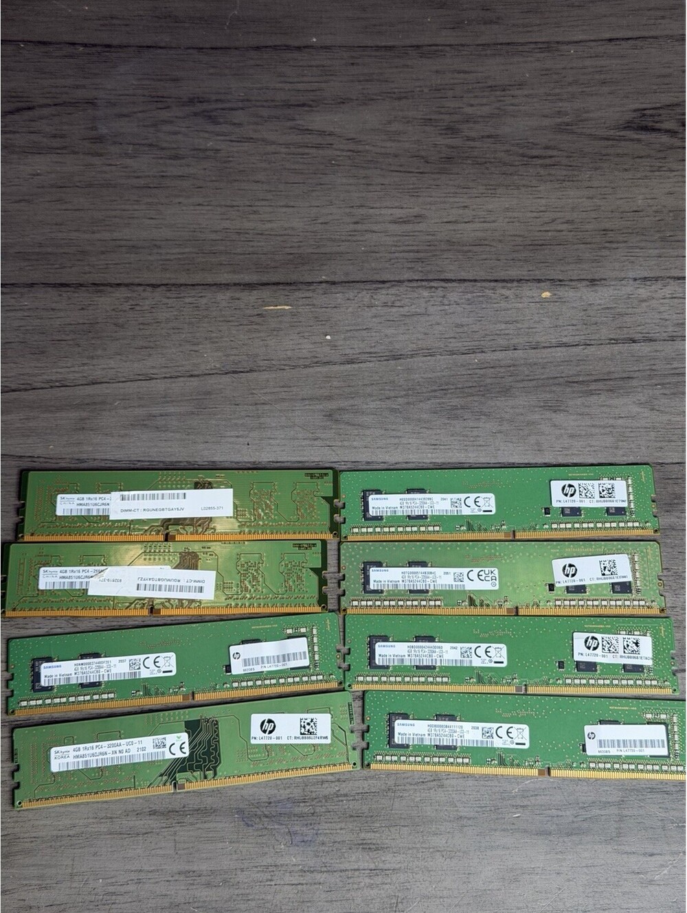 Lot of (8) Mixed Brands 4GB 1RX16 PC4Desktop Memory RAM
